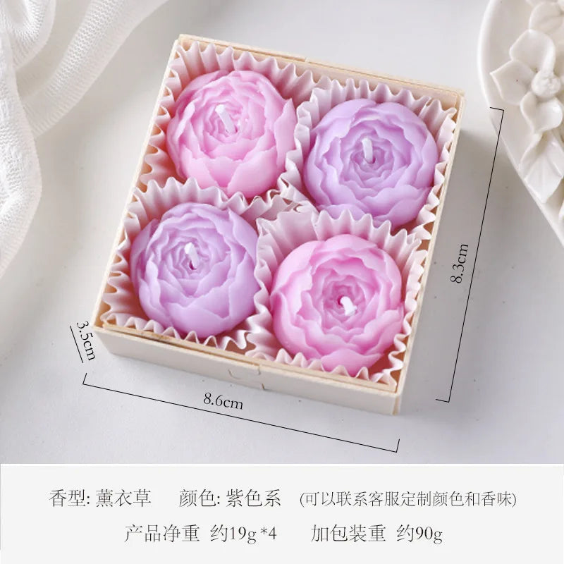 Romantic Scented Flower Rose Candle Gift Box 4 Sets Aromatic Candles for Home Decor