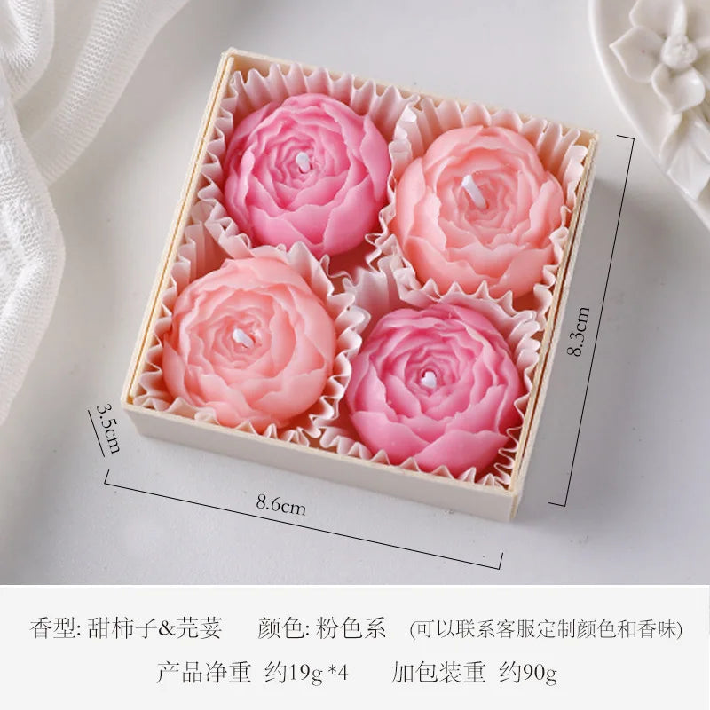 Romantic Scented Flower Rose Candle Gift Box 4 Sets Aromatic Candles for Home Decor