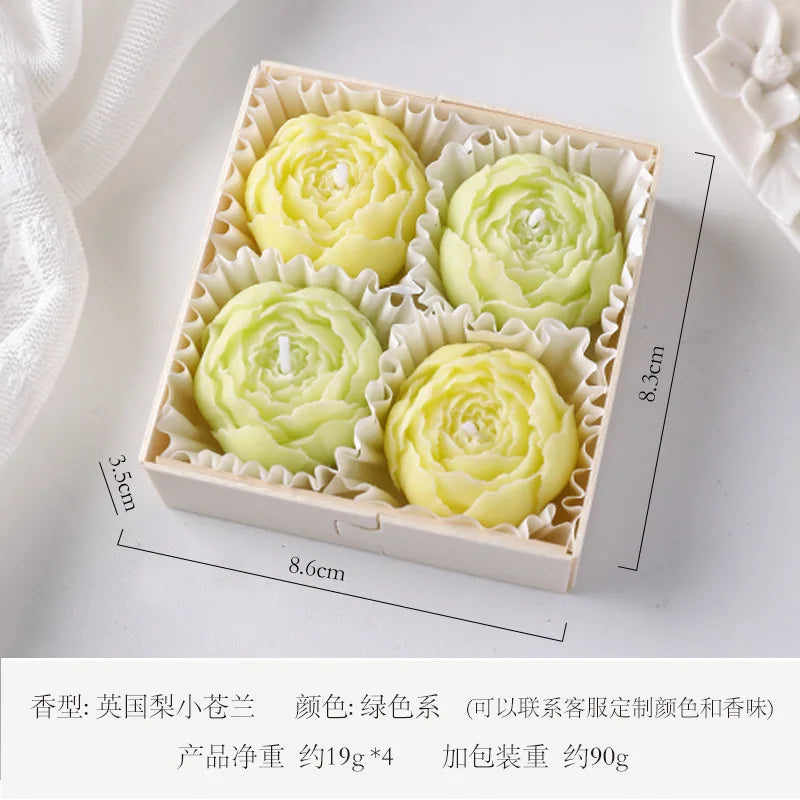 Romantic Scented Flower Rose Candle Gift Box 4 Sets Aromatic Candles for Home Decor